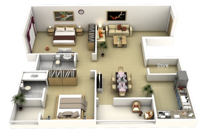 plan appartement deux chambres