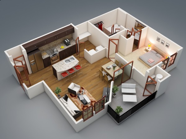 plan d'appartement 3d