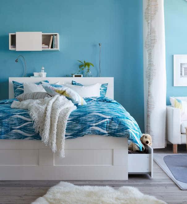 Deco chambre ikea murs bleus Chambre désign Ikea