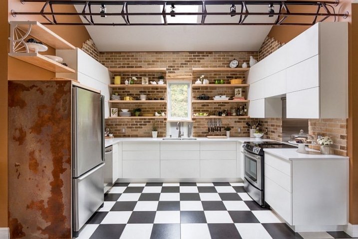 30 exemples de décoration de cuisines au style industriel Faience cuisine brique