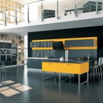 Cuisine design carbone jaune