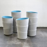 Pots design PALMA avec finition bleue