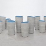 Pots design PALMA avec interieur bleu