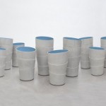 Pots design PALMA avec interieur bleu