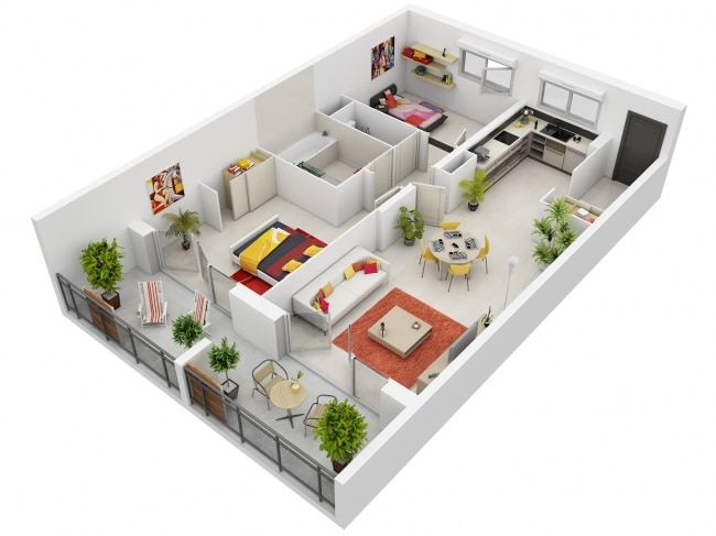 plan appartement rectangulaire