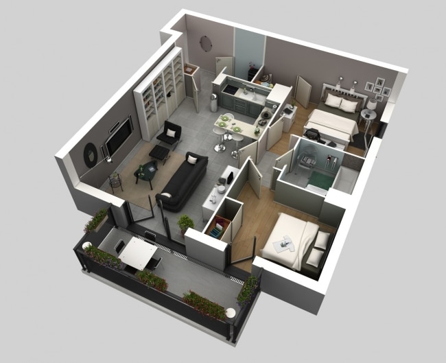 plan appartement 2 chambres 40m2