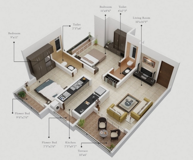 plan amenagement appartement 60 m2