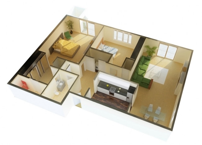 50 Plans 3d D Appartement Avec 2 Chambres