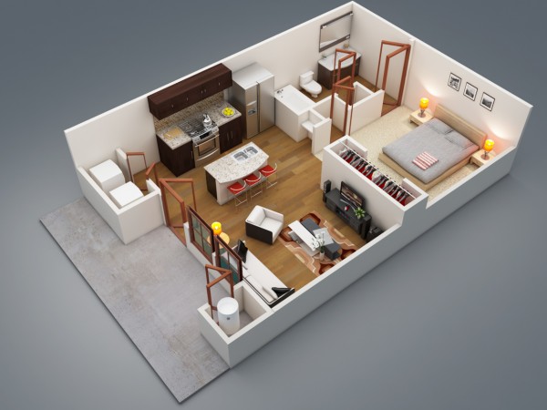 plan appartement 1 pièce 45m2