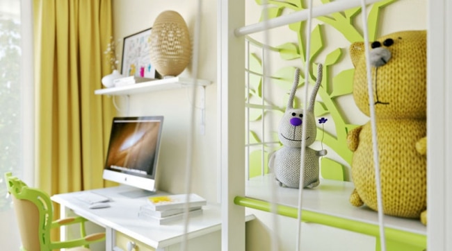 decoration-chambre-enfant-verte-jaune