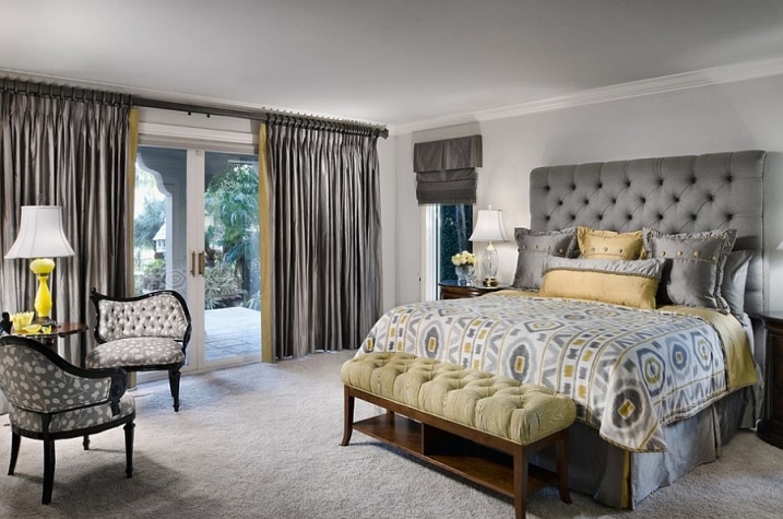 decoration-chambre-luxe-grise-et-jaune