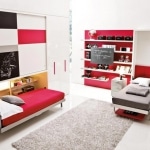 Chambre enfant rouge et gris