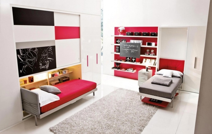 Chambre enfant rouge et gris