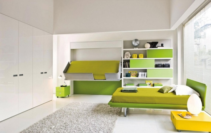 Decoration chambre enfant vert et blanc