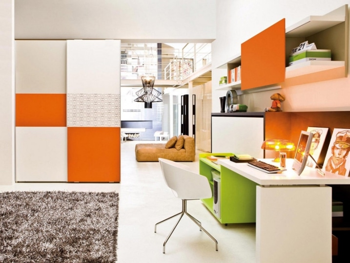 Decoration chambre orange et vert