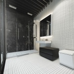 Salle de bain avec carrelage mosaique blanc