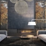 Salon design avec cheminée