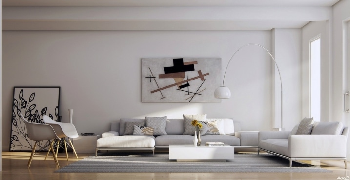 Chaises Eames dans un salon contemporain