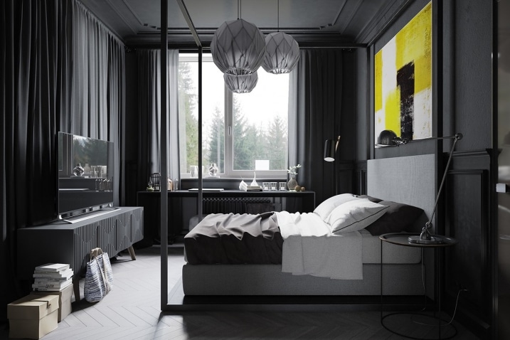 Chambre noire et grise