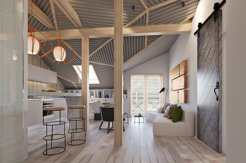 Appartement de 50 m² avec décoration scandinave, bois clair et pièce de vie ouverte