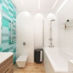 Salle de bain avec carrelage vert