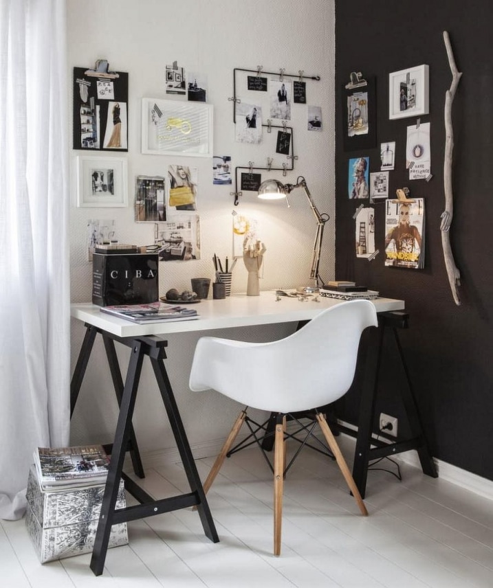 Bureau Décoration scandinave noir et blanc