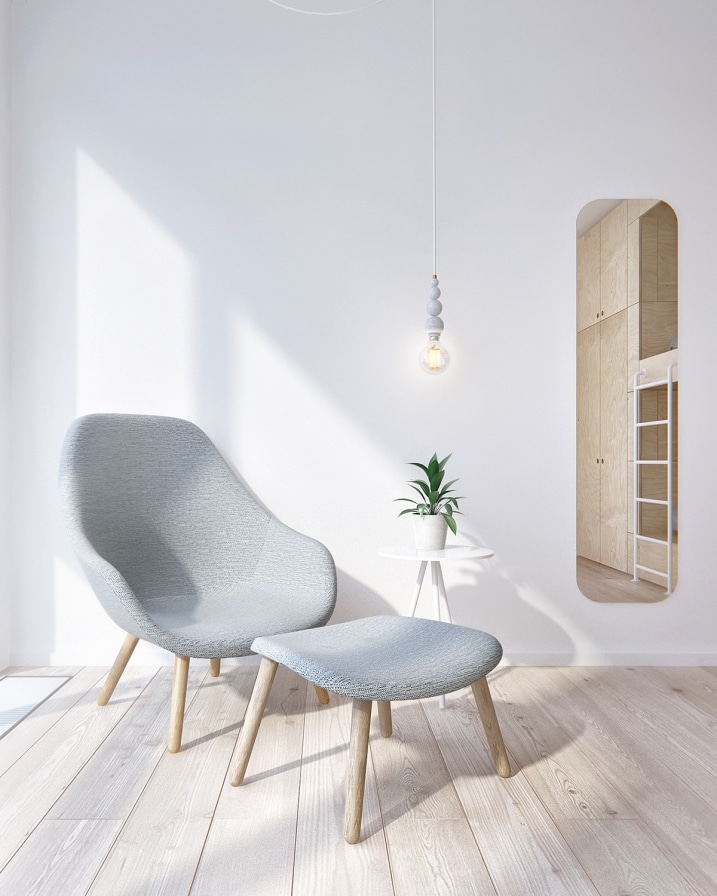 Fauteuil gris scandinave