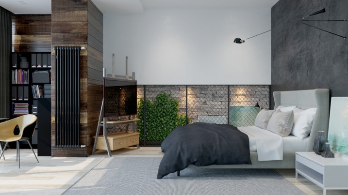 Chambre avec paroi verre
