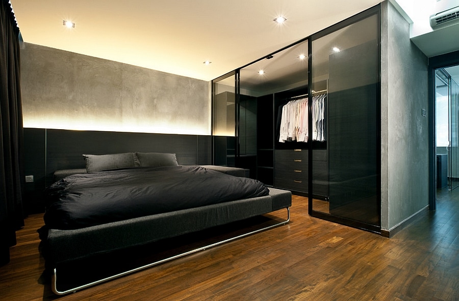 Lit noir chambre homme