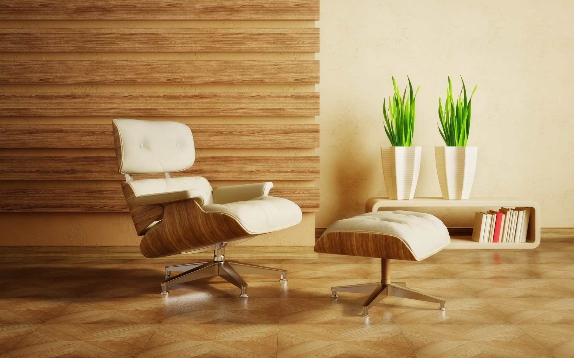 Fauteuil Lounge Eames beige