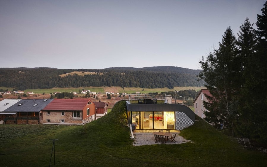 Maison architecte semi-enterrée