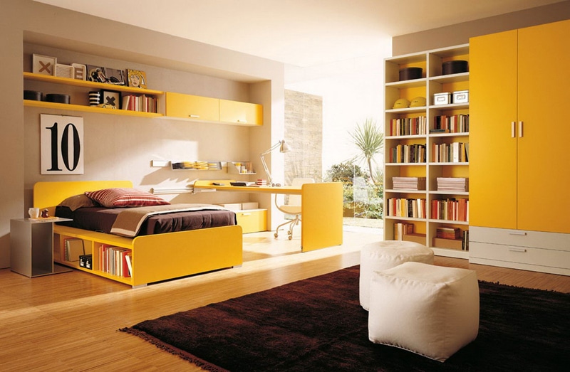 Meubles jaune chambre ado