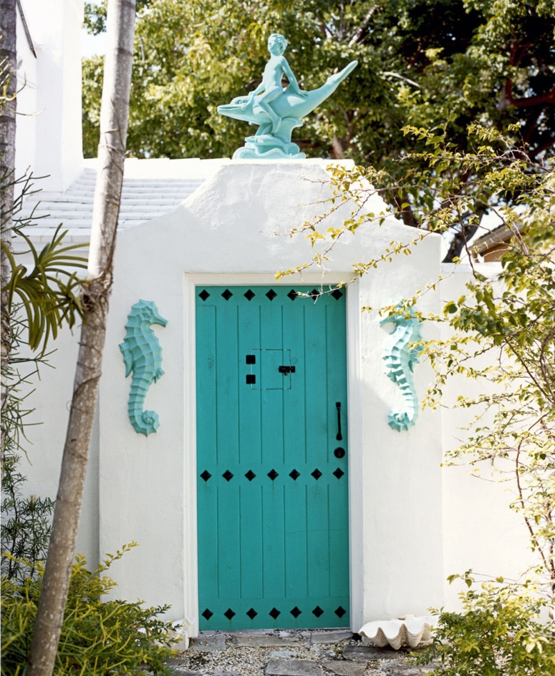 Porte entrée turquoise