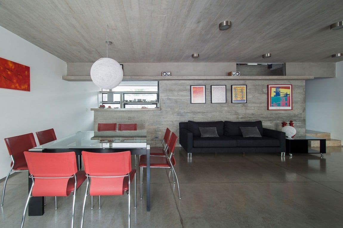 Salon salle à manger béton
