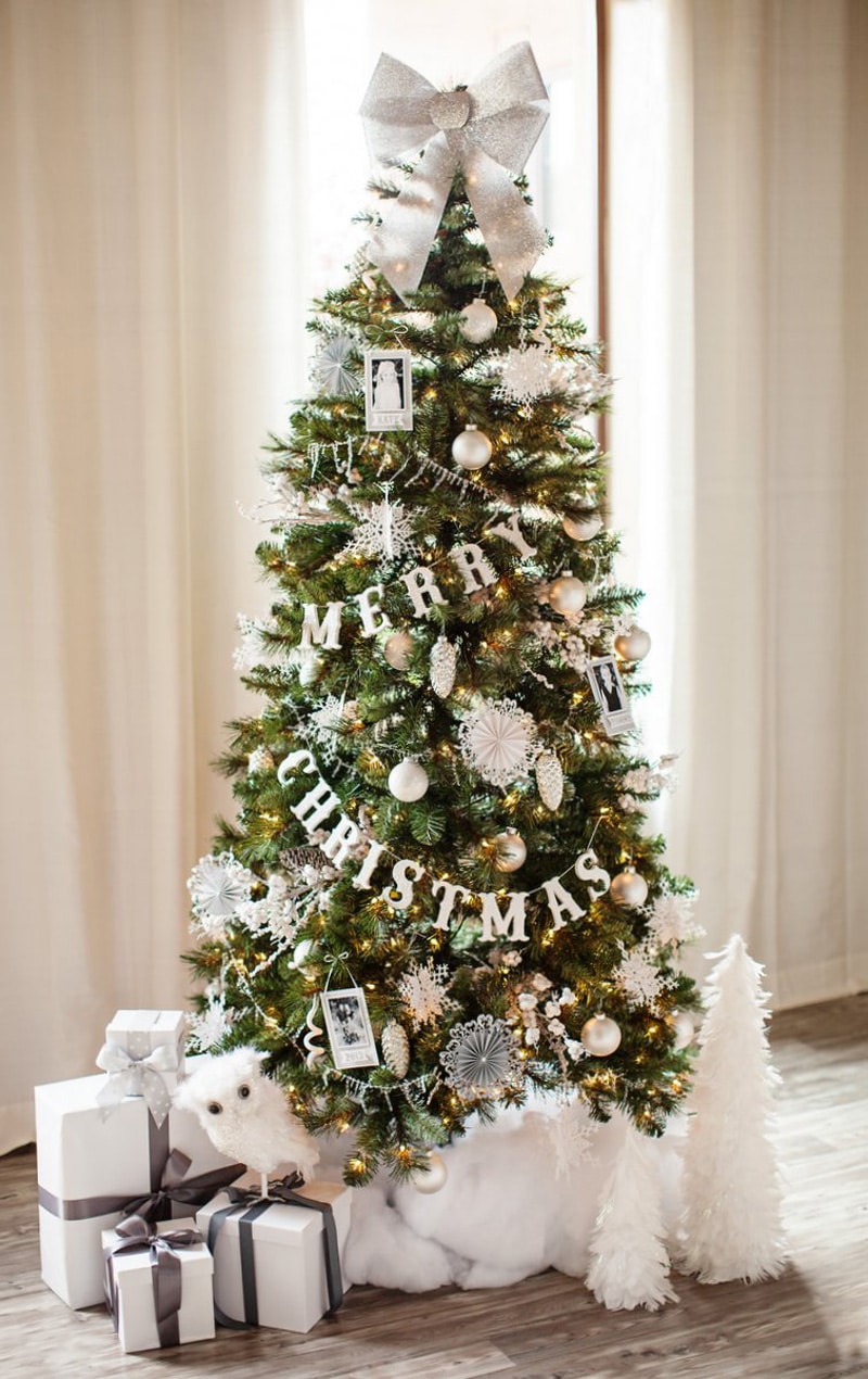 deco sapin or et blanc