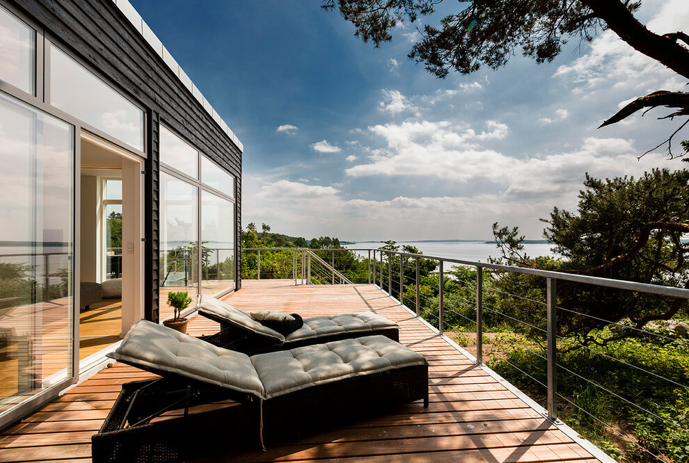 Terrasse bois avec garde corps alu