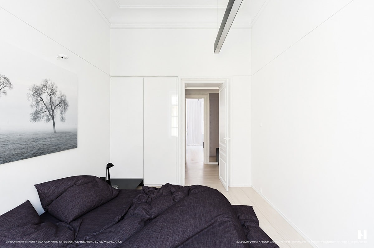 Chambre minimaliste blanche