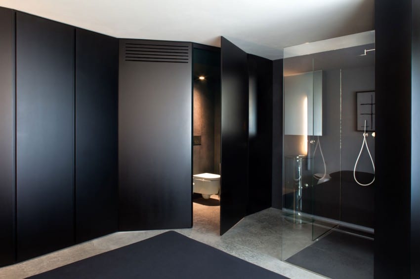 Salle bain noire contemporaine