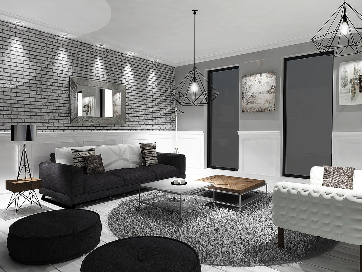 black and grey living room ide