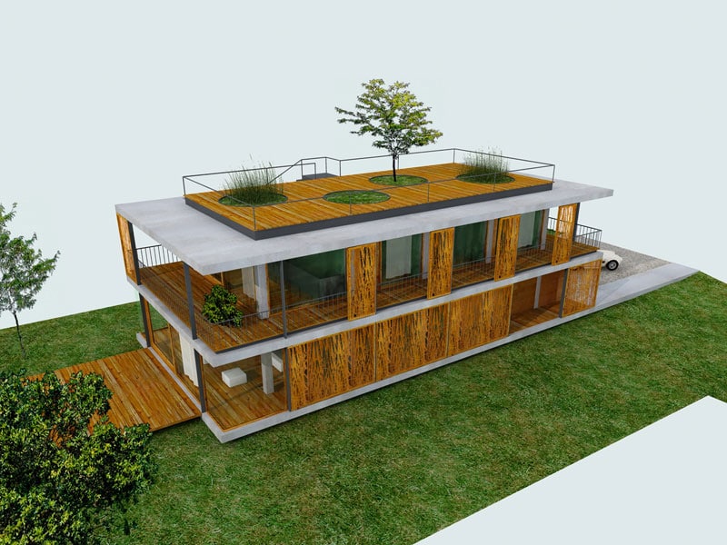 Plan 3D maison toit terrasse