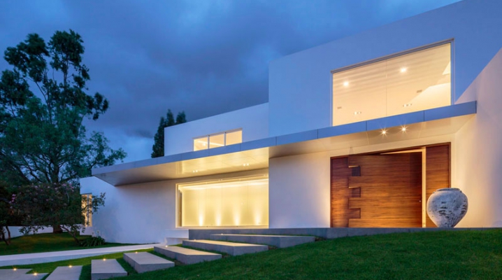 Maison Moderne Avec Porte Dentrée Pivotante En Bois Sur Mesure