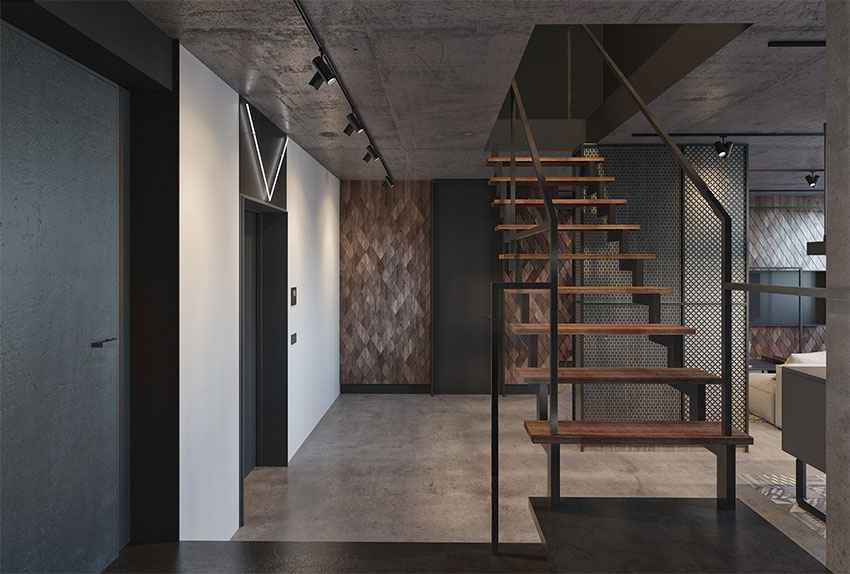 escalier-industriel-metal-bois
