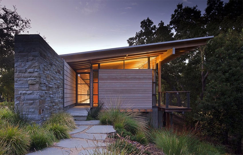 superbe maison contemporaine en bois et en pierres