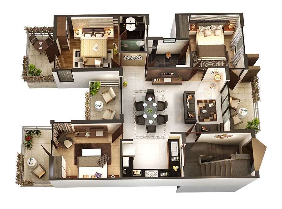 plan appartement 3 chambres