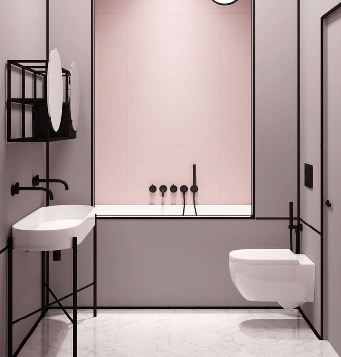 salle-bain-minimaliste-rose-noir