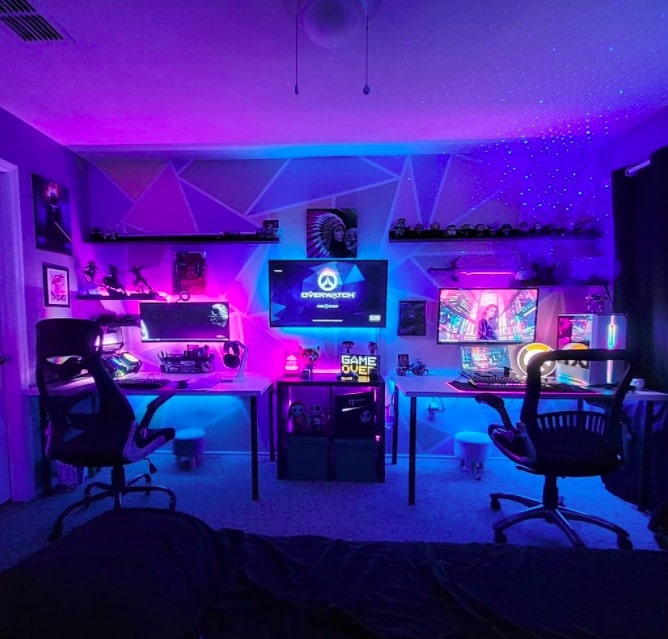 chambre gamer avec double bureau