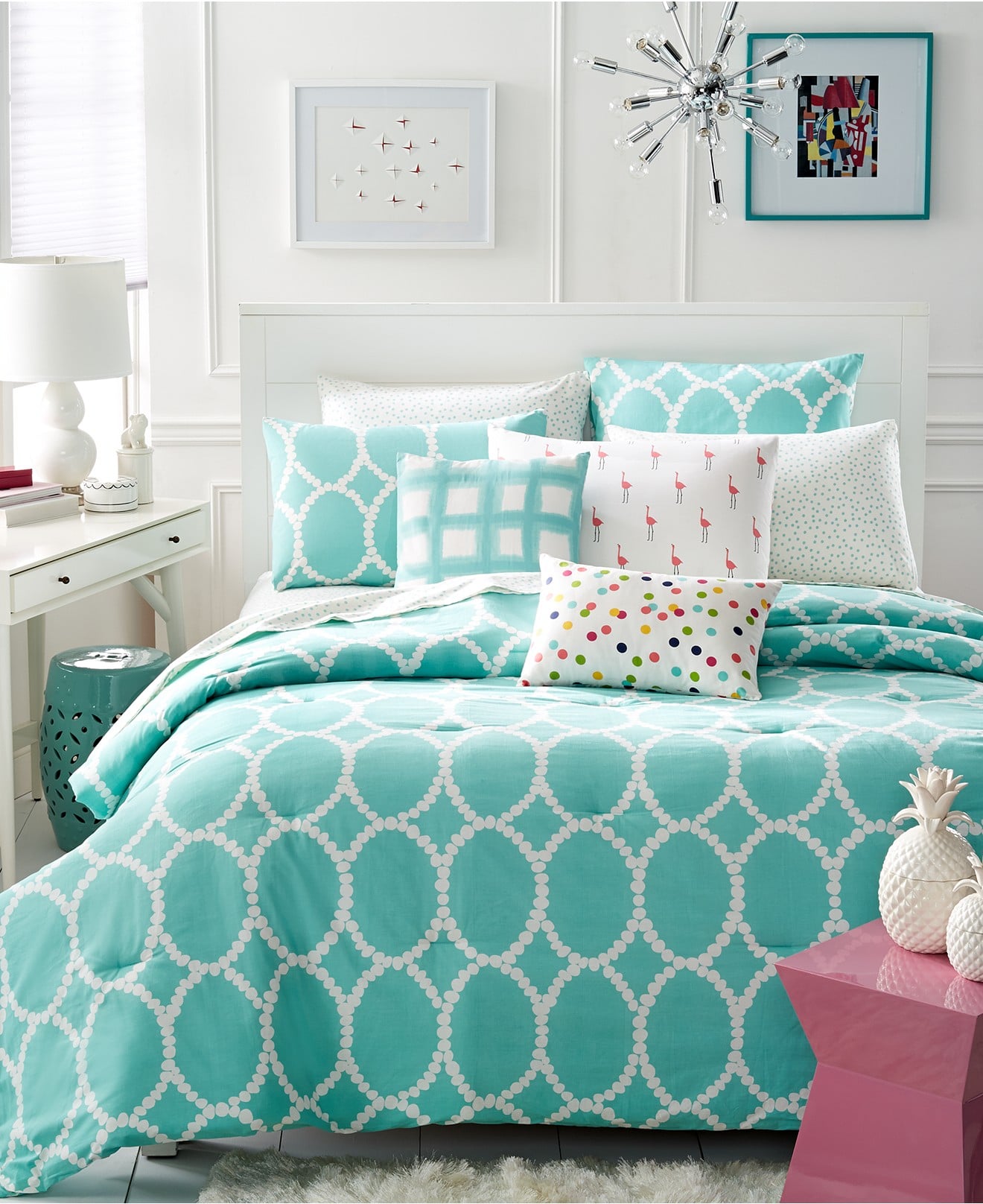 chambre bleu turquoise blanche