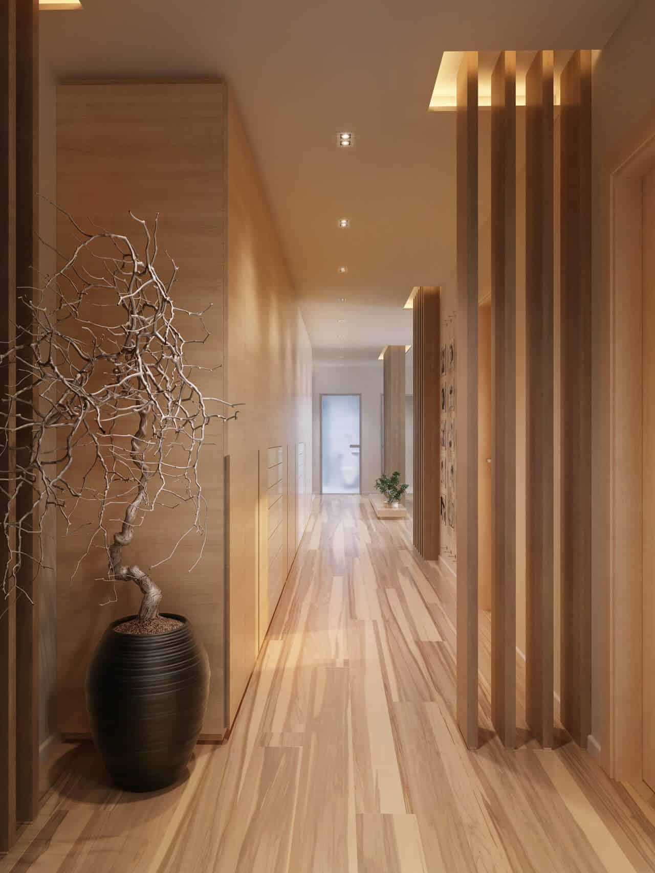 décoration couloir avec du bois