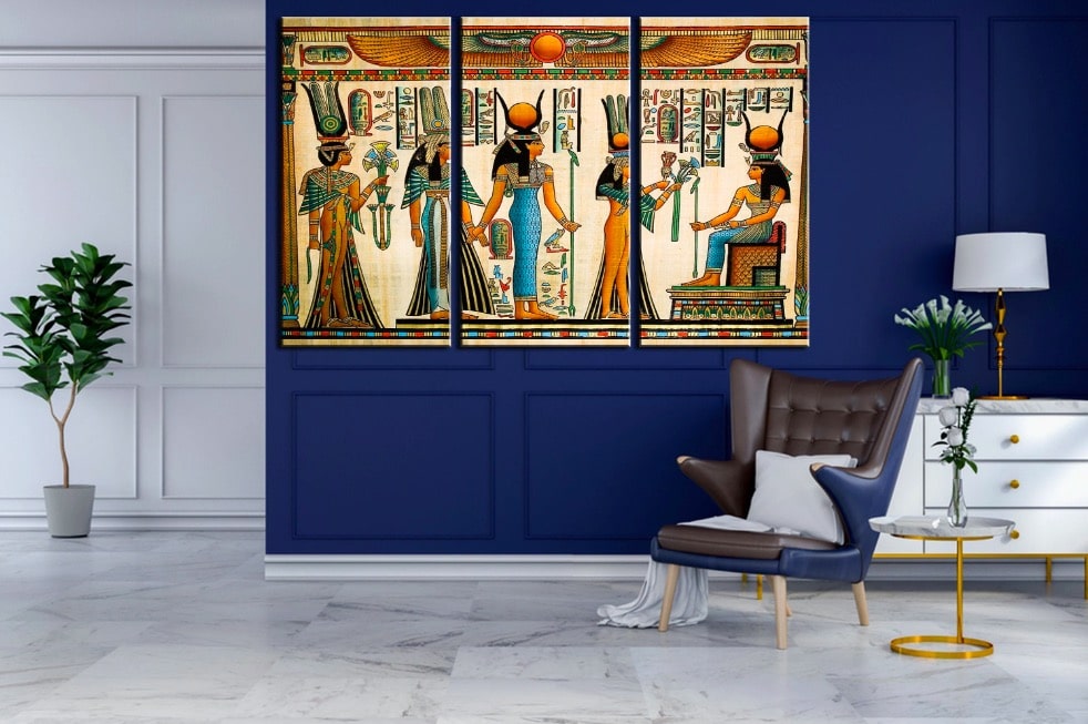 Décoration égyptienne contemporaine dans un intérieur élégant