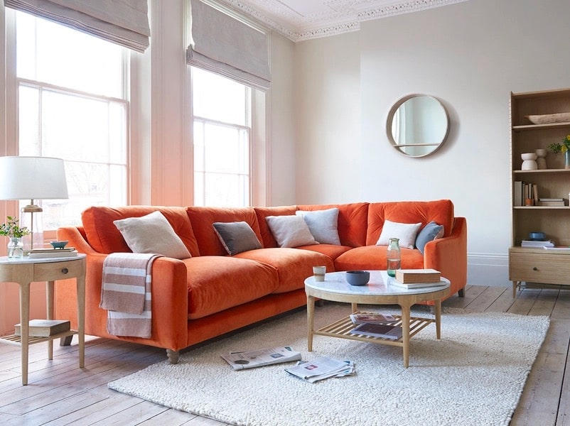 canapé d'angle orange